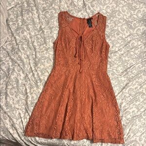 Trixxi coral Scoop Neck Tie Front Sundress